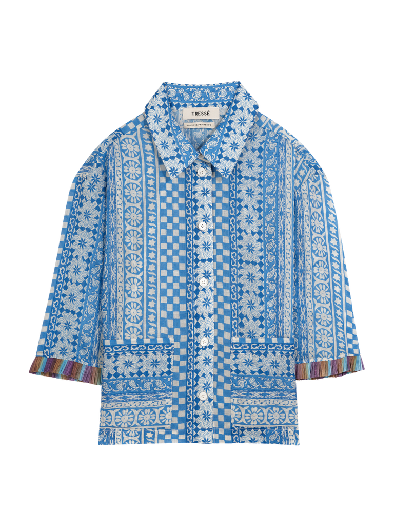 Printed shirt in ramie and raffia - Tresse Paris