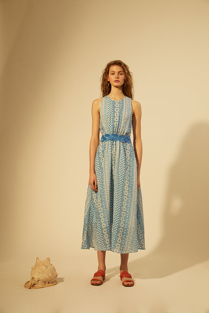 Printed long dress with cut-outs - Tresse Paris