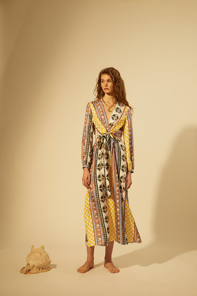 Long dress in printed silk - Tresse Paris