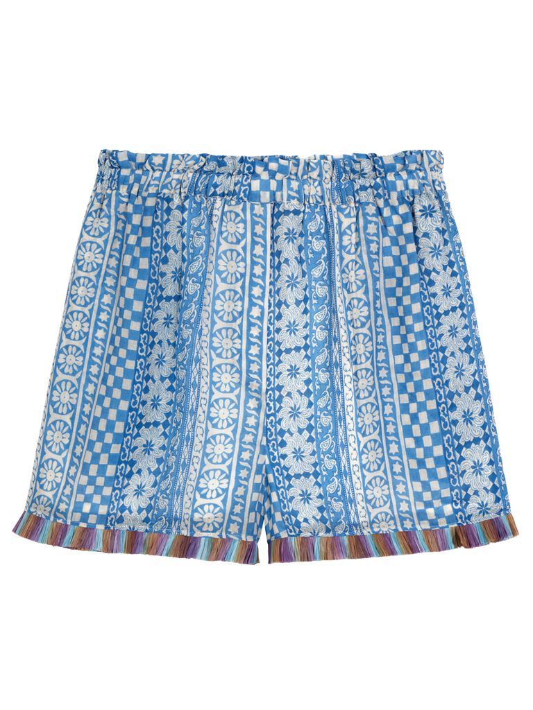 Printed shorts in ramie and raffia - Tresse Paris