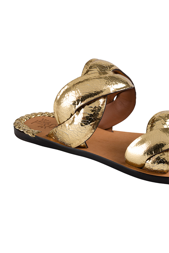 Leather sandals tressé gold - Tresse Paris