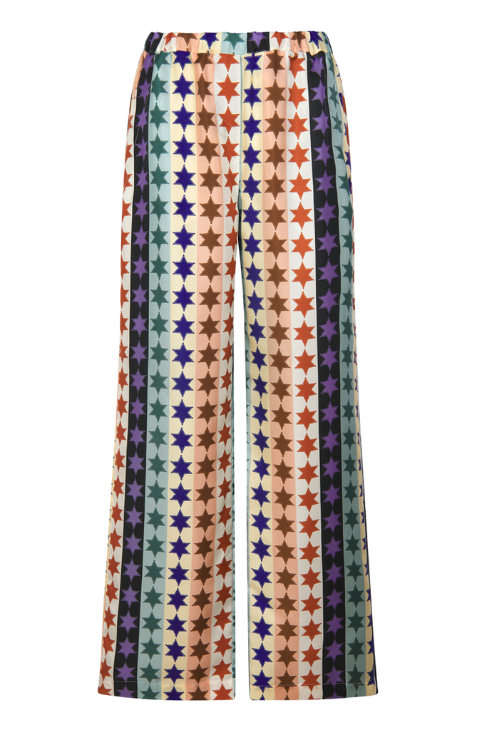 Silk trousers with star print  - Tresse Paris