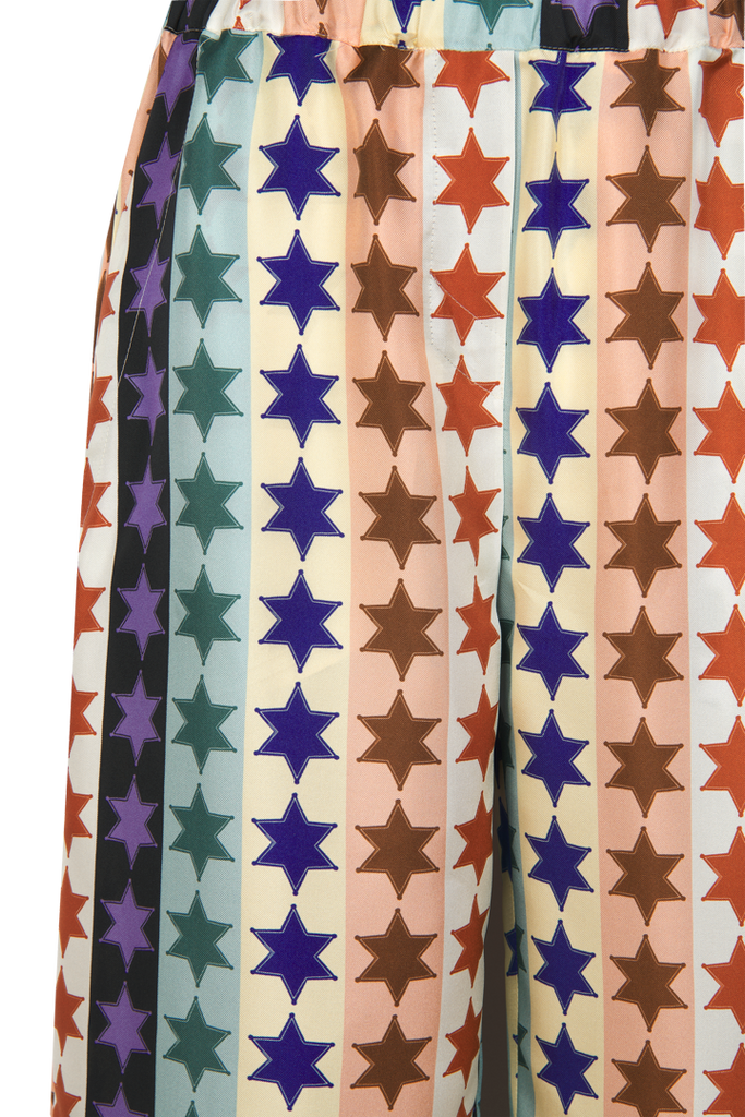 Silk trousers with star print  - Tresse Paris